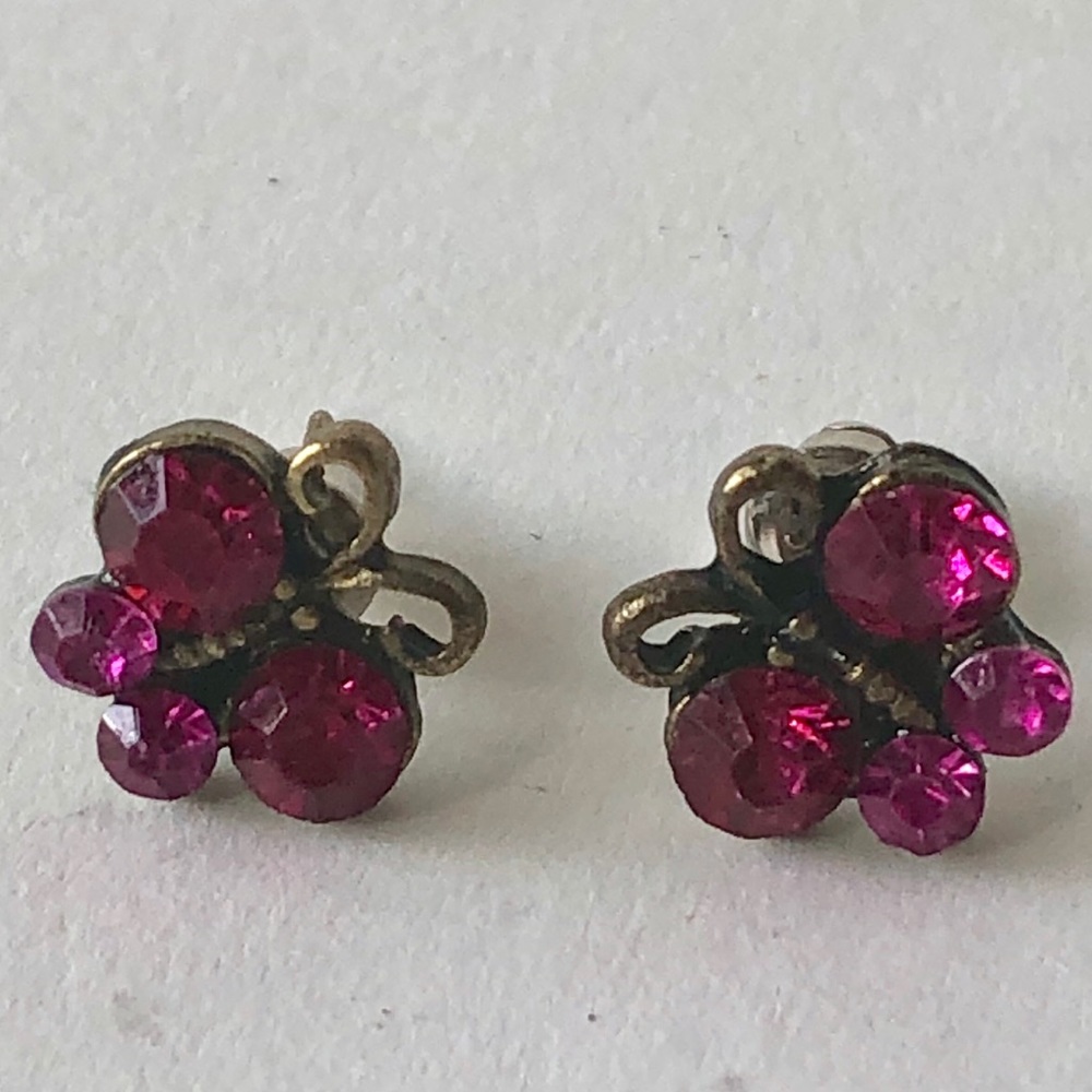 Butterfly studs pink rhinestones